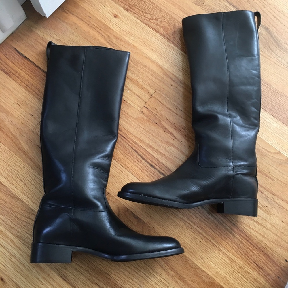 NWOT JCrew Black Leather Riding Boots 7 1/2
